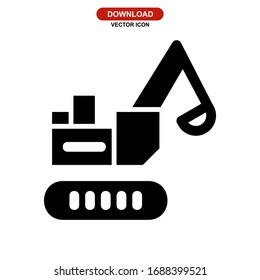 excavator icon or logo isolated sign symbol vector illustration - high quality black style vector icons
