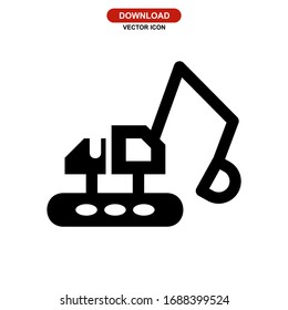 excavator icon or logo isolated sign symbol vector illustration - high quality black style vector icons
