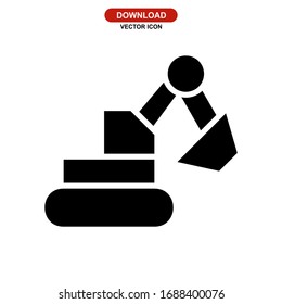 excavator icon or logo isolated sign symbol vector illustration - high quality black style vector icons
