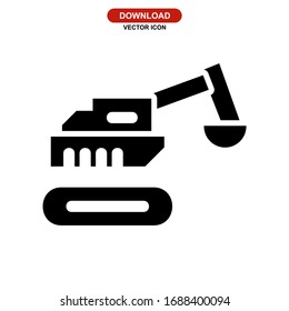excavator icon or logo isolated sign symbol vector illustration - high quality black style vector icons
