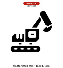 excavator icon or logo isolated sign symbol vector illustration - high quality black style vector icons
