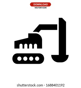 excavator icon or logo isolated sign symbol vector illustration - high quality black style vector icons
