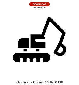 excavator icon or logo isolated sign symbol vector illustration - high quality black style vector icons
