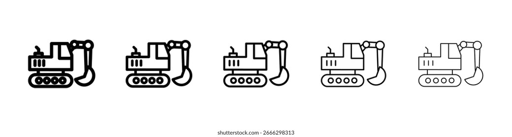 Bagger Symbol Logo in Strichlinien Sammlung