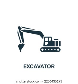 Excavator icon. Monochrome simple sign from construction instruments collection. Excavator icon for logo, templates, web design and infographics.