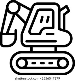 Excavator Icon. Excavator with moving backhoe hand icon