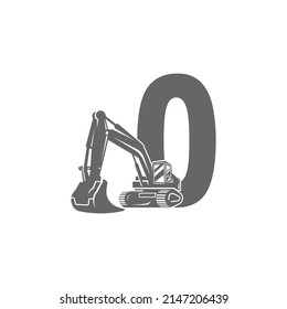 Excavator icon with number zero design illustration vector
