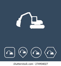Excavator Icon on Flat UI Colors with Different Shapes. Eps-10.