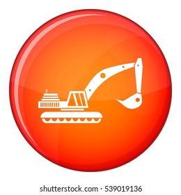 Excavator icon in red circle isolated on white background vector illustration