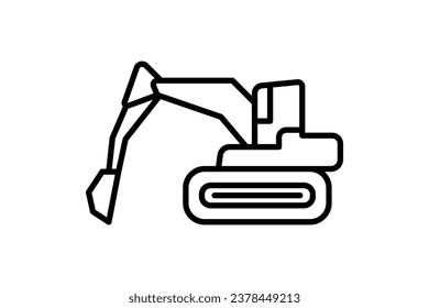 Excavator Icon. Icon related to Construction. suitable for web site, app, user interfaces, printable etc. Line icon style. Simple vector design editable