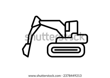 Excavator Icon. Icon related to Construction. suitable for web site, app, user interfaces, printable etc. Line icon style. Simple vector design editable