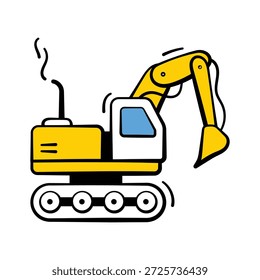 Excavator icon representing heavy construction machinery and industrial transport