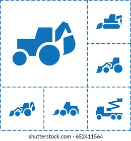 Excavator icon. set of 6 excavator filled icons such as excavator