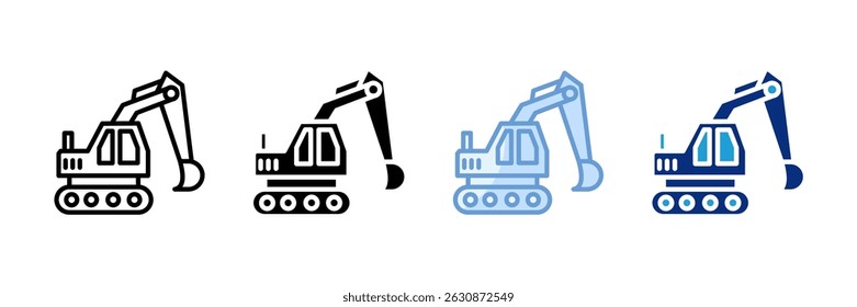 Excavator Icon Set Multiple Style Collection
