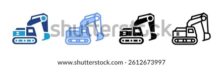 Excavator icon set multiple style collection