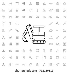 Excavator Icon. Set Of Outline Construction Icons.