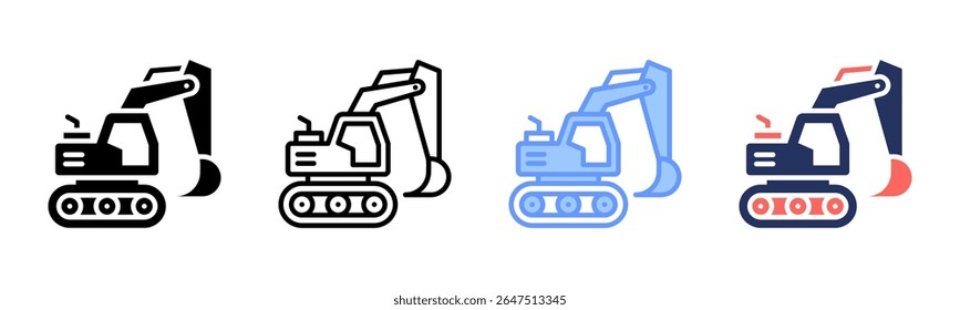 Excavator icon sheet multiple style collection