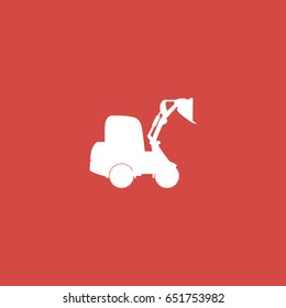 excavator icon. sign design. red background