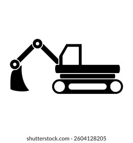 excavator icon, simple flat style, illustration, logo sign symbol pictogram template, for ui or ux isolated on white for mobile app, editable