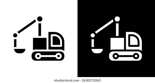 Excavator icon in solid flat trendy design style.