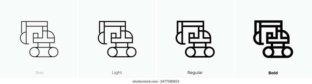 excavator icon. Thin, Light Regular And Bold style design isolated on white background