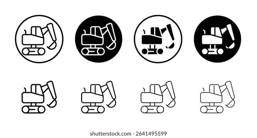 Excavator icon Thin line illustration set vector