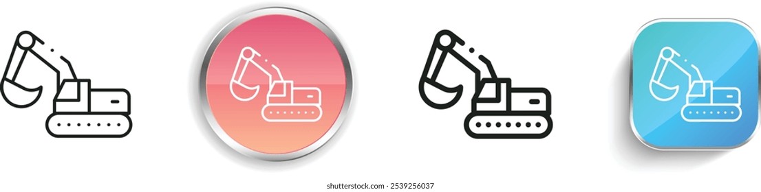 excavator icon. Thin Linear, Regular and Button Style Design Isolated On White Background