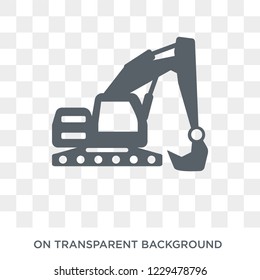 Excavator icon. Trendy flat vector Excavator icon on transparent background from Construction collection. 