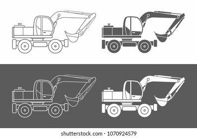 Excavator icon vector