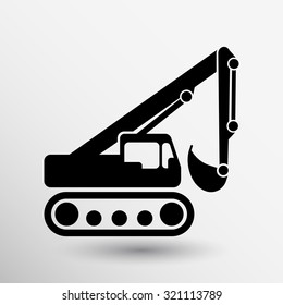 excavator icon vector button logo symbol concept.