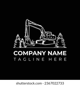 Excavator icon. Vector concept illustration for design. excavator_mountain_logo_vector.