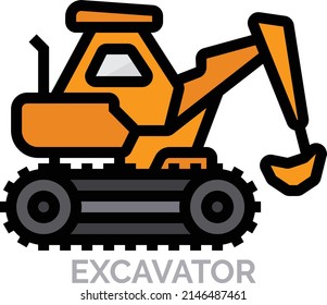 Excavator icon vector design flat