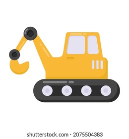 Excavator icon vector in flat design