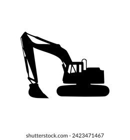 excavator icon vector - flat design