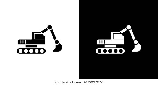 Icono de la excavadora, icono plano del Vector. Ilustración plana.