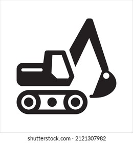 Icono de excavadora. Vector y glifo