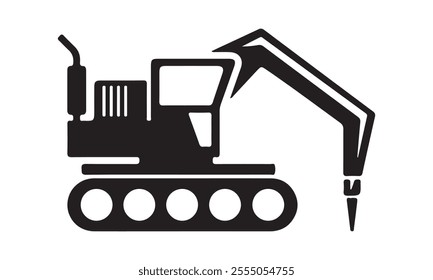  Excavator icon vector illustration -Cricut Isolated on white background Vector illustration for Cutting Machine,Typography Calligraphy , Silhouette Cameo, Hand drawn lettering phrase isolated on whit