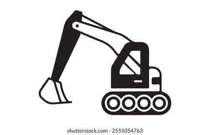  Excavator icon vector illustration -Cricut Isolated on white background Vector illustration for Cutting Machine,Typography Calligraphy , Silhouette Cameo, Hand drawn lettering phrase isolated on whit