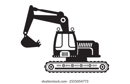  Excavator icon vector illustration -Cricut Isolated on white background Vector illustration for Cutting Machine,Typography Calligraphy , Silhouette Cameo, Hand drawn lettering phrase isolated on whit