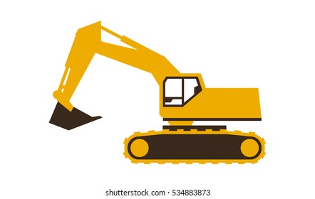 Excavator icon. Vector illustration. Flat style 
