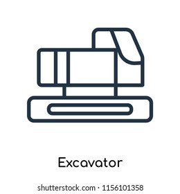 Excavator icon vector isolated on white background, Excavator transparent sign , thin symbols or lined elements in outline style