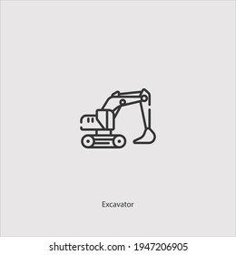 excavator icon vector isolated on white background