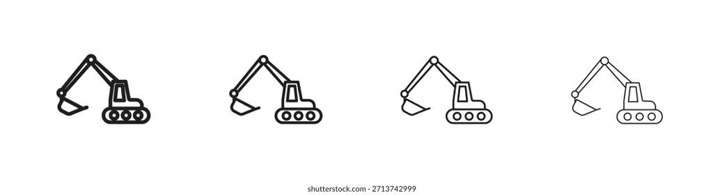 Icono de excavadora. Vector de pictogramas aislados.