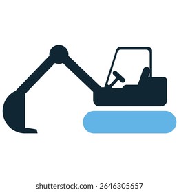 Vetor ícone escavadora, simbolizando terraplanagem, construção pesada e escavação. Perfeito para locais de construção, desenvolvimento de terras, mineração e máquinas industriais.