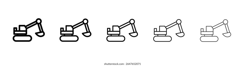 Excavator Icon vector thin outline style sign