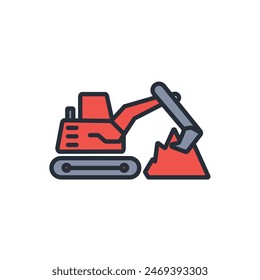 excavator icon. vector.Editable stroke.linear style sign for use web design,logo.Symbol illustration.