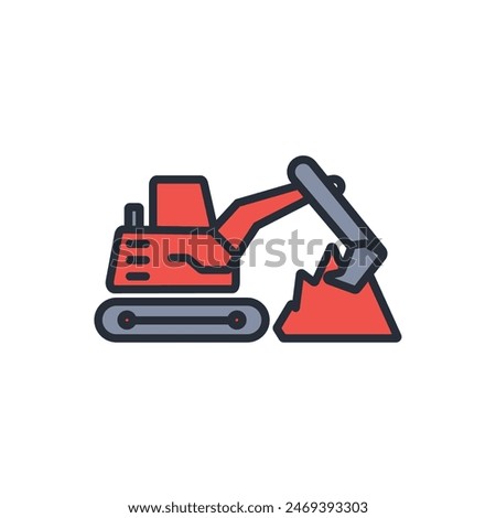 excavator icon. vector.Editable stroke.linear style sign for use web design,logo.Symbol illustration.