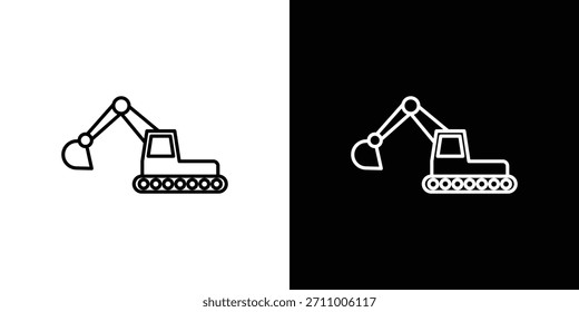 Iconos del excavador. iconos del vector del dibujo de la línea