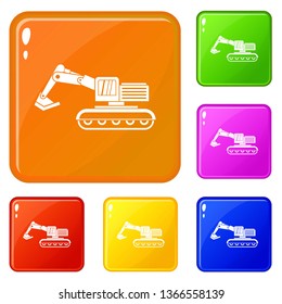 Excavator icons set collection vector 6 color isolated on white background