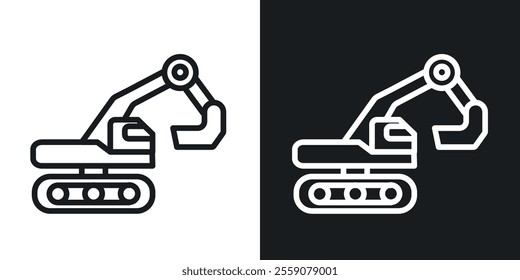 Excavator icons. vector set in black colors